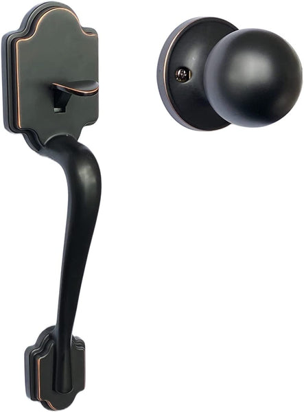 Copy of Scyan H4 Exterior Door Entry Handle with Door Knob, Non Handed for Left and Right handed Doors (Aged Bronze)