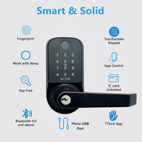 Scyan X1, 5 in 1 Fingerprint Door Lock, Touchscreen Keypad Door Lock, for Office, Home, Airbnb, Rental House, Aged Bronze