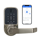 Scyan X1, 5 in 1 Fingerprint Door Lock, Touchscreen Keypad Door Lock, for Office, Home, Airbnb, Rental House, Satin Nickel