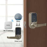 Scyan X1, 5 in 1 Fingerprint Door Lock, Touchscreen Keypad Door Lock, for Office, Home, Airbnb, Rental House, Satin Nickel