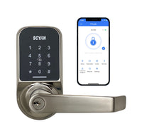 SCYAN X4 Smart Door Lock with Touchscreen Keypad Access, Auto Locking, manage lock with App for Home, Airbnb, Rental House, Satin Nickel