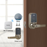 SCYAN X4 Smart Door Lock with Touchscreen Keypad Access, Auto Locking, manage lock with App for Home, Airbnb, Rental House, Satin Nickel