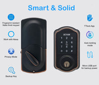 Scyan D1 Bluetooth Touchscreen Deadbolt,  for Home, Airbnb rental house, Aged Bronze