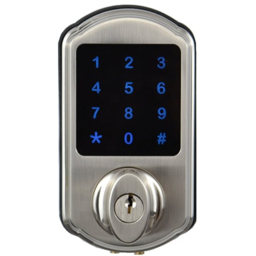 D2 Touchscreen Keypad Deadbolt with Key Fob Access, Satin Nickel