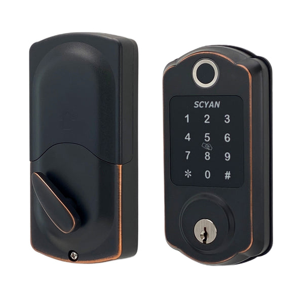 Scyan D7 Fingerprint Bluetooth Touchscreen Deadbolt, for Home, Airbnb rental house, Aged Bronze